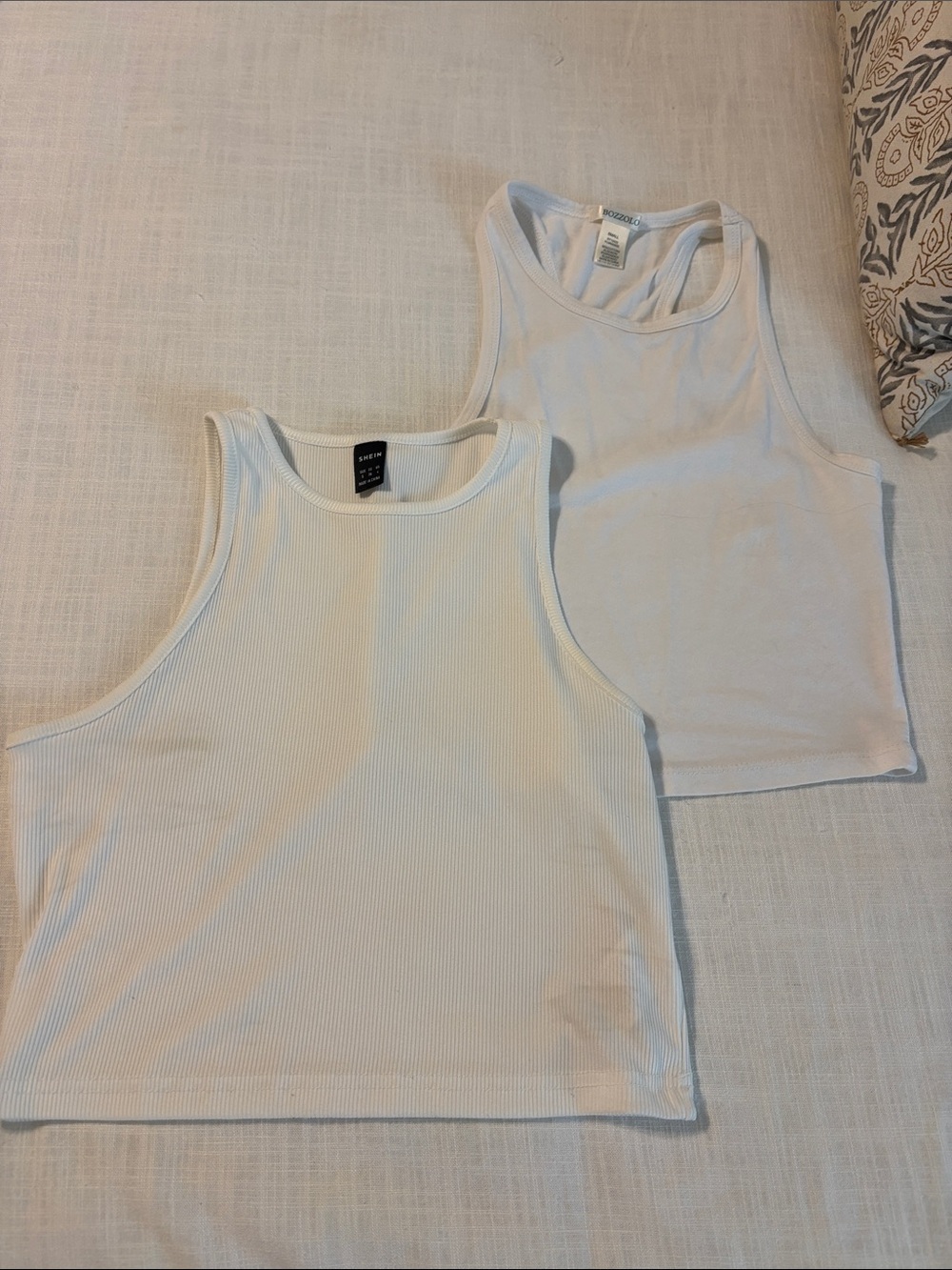 White Ribbed Tank Top Duo